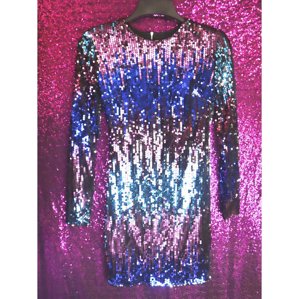 Blue Sequin Mini Dress 2 Shein Women Long Sleeve Bodycon Party Night Out NYE